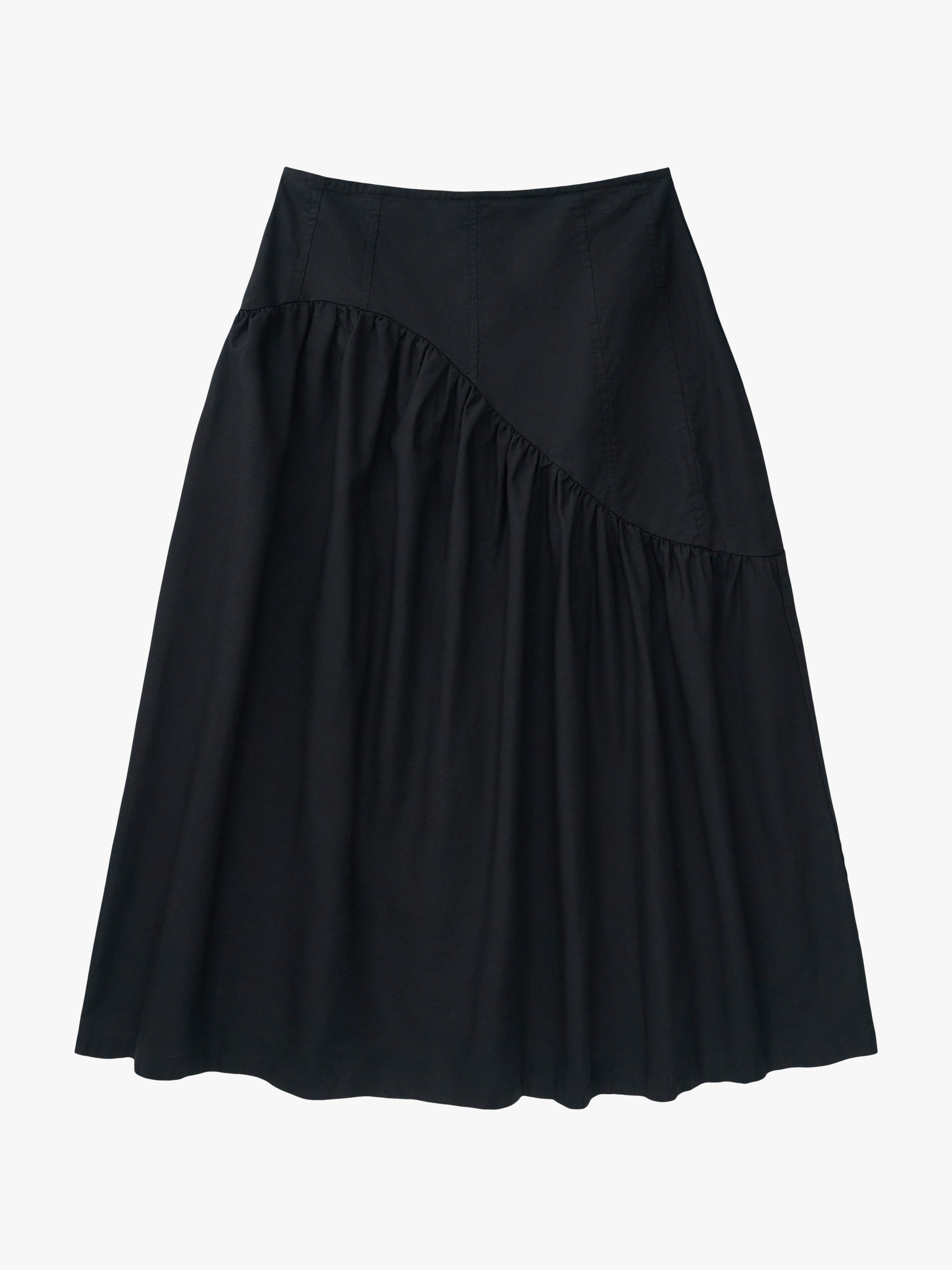 Maeve Midi Skirt - Black Linen